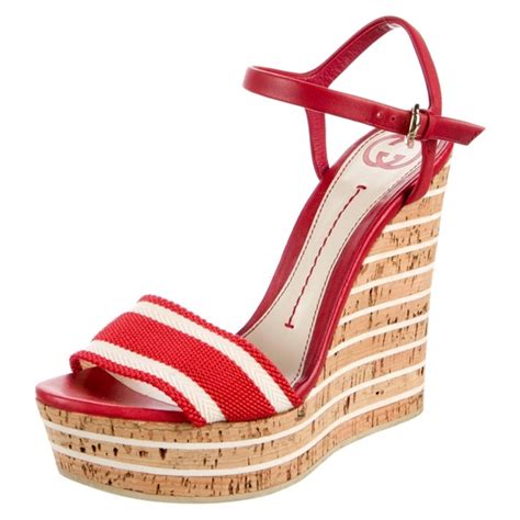 Gucci Nastro Elba Wedge Sandals 